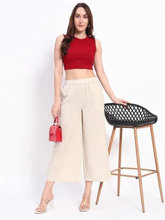 Women's Wide Leg Trouser's Pants Elastic High Waist Casual Yoga Workout Palazzo Pants & Trousers with Pockets