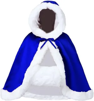 Women's Winter Hooded Cloak for Bride Wedding Party Cape with Fur Trim