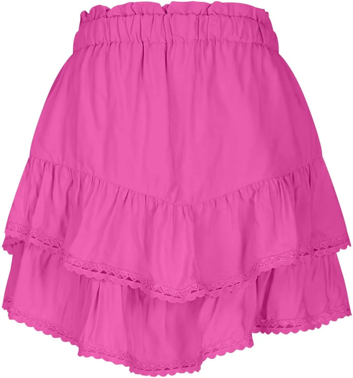 Women's Work Skirts Elegant Layered Ruffle Office Skirt High Waisted Solid Color Flowy Short Skirts Patchwork Skirt
