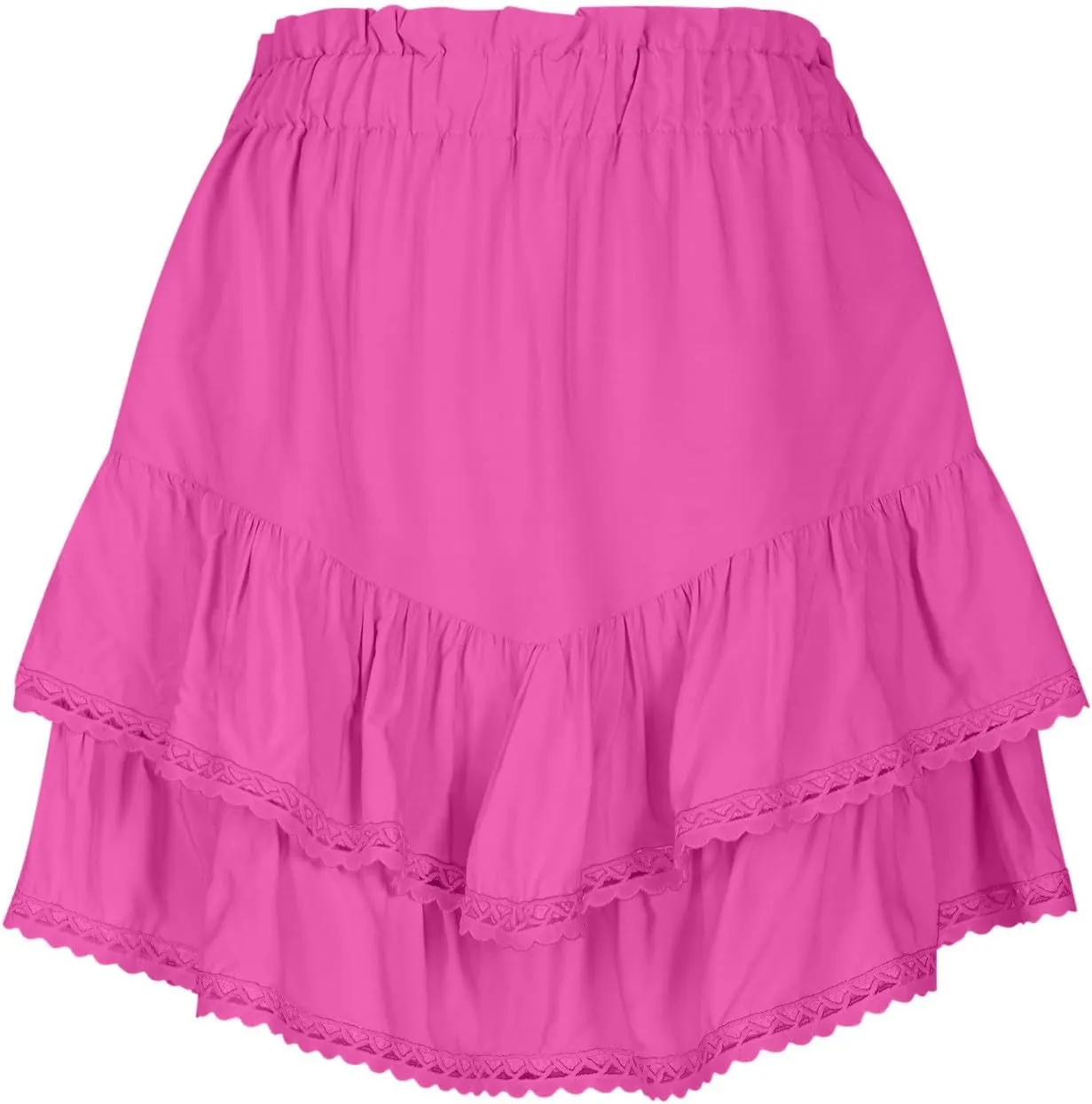 Women's Work Skirts Elegant Layered Ruffle Office Skirt High Waisted Solid Color Flowy Short Skirts Patchwork Skirt