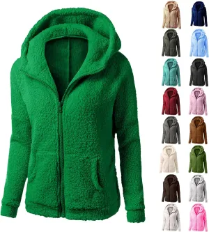 Womens Zip Up Hoodies Lightweight Fleece Lined Fall Winter Coats Comfy Warm Plus Size Sherpa Jackets with Pockets