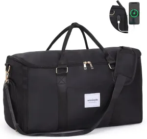 WOOMADA Travel Garment Bag, Convertible Garment Duffle with Shoe Bag and Hanging Dress Compartment for Women, Carry-On Luggage for Business and Leisure Trips(Black)