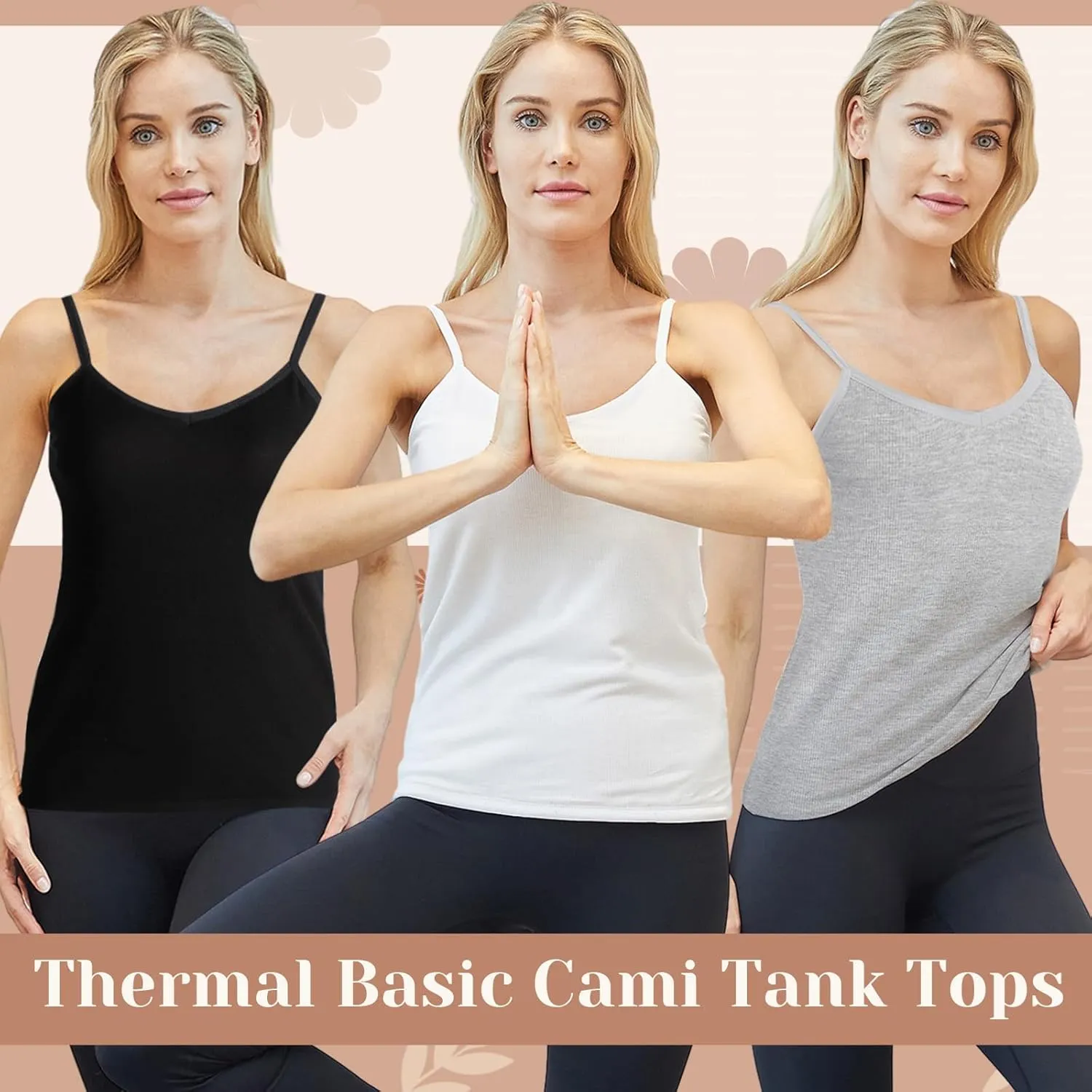 Xtinmee Thermal Tank Top for Women Spaghetti Straps Camisole Fleece Lined Camisole Underwear Vest