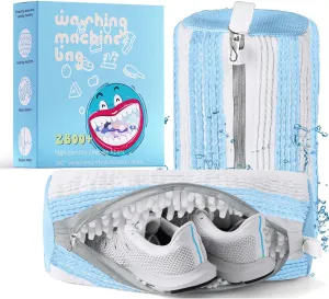 XXL Shoe Washing Machine Bag, Laundry Shoe Bag for Washer and Dryer, Laundry Shoe Bag Protect Sneaker, Running Shoes, Bras, Delicates and Toys, Includes 2 Shoes (BlueWhiteAlternating 2 Pack)