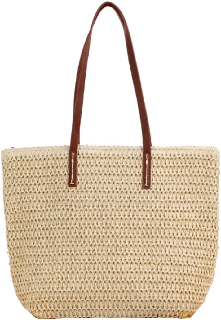 YAQUNICER Women Tote Bag Faux Straw Handbag Fashion Beach Bags Bucket Bags Purse
