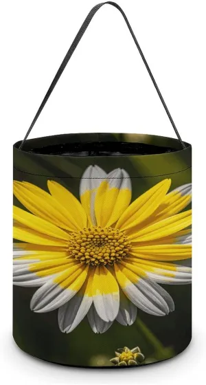 Yellow Gray Flower Halloween Tote Candy Bag Candy Basket Candy Bucket Gift Bag for Halloween Party
