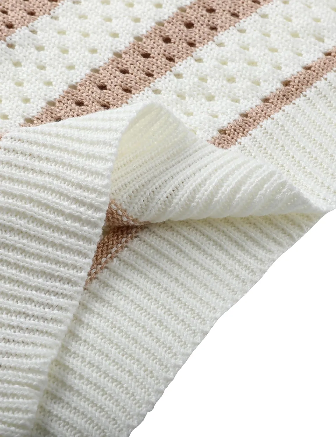 Yeokou Womens Crochet Sweater Top Short Flutter Sleeve Crew Neck Summer Casual Knit Tank Pullovers