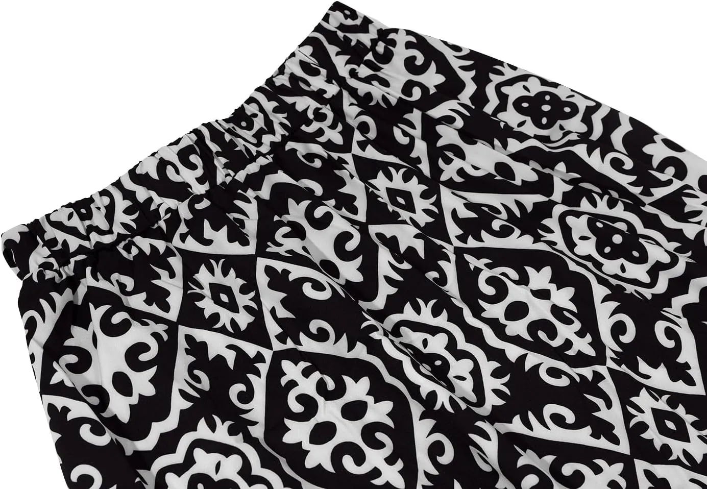 yoeasy Women's Printed Pleated Hem Long Skirt Elastic High Waist Flowy Swing A Line Long Skirt