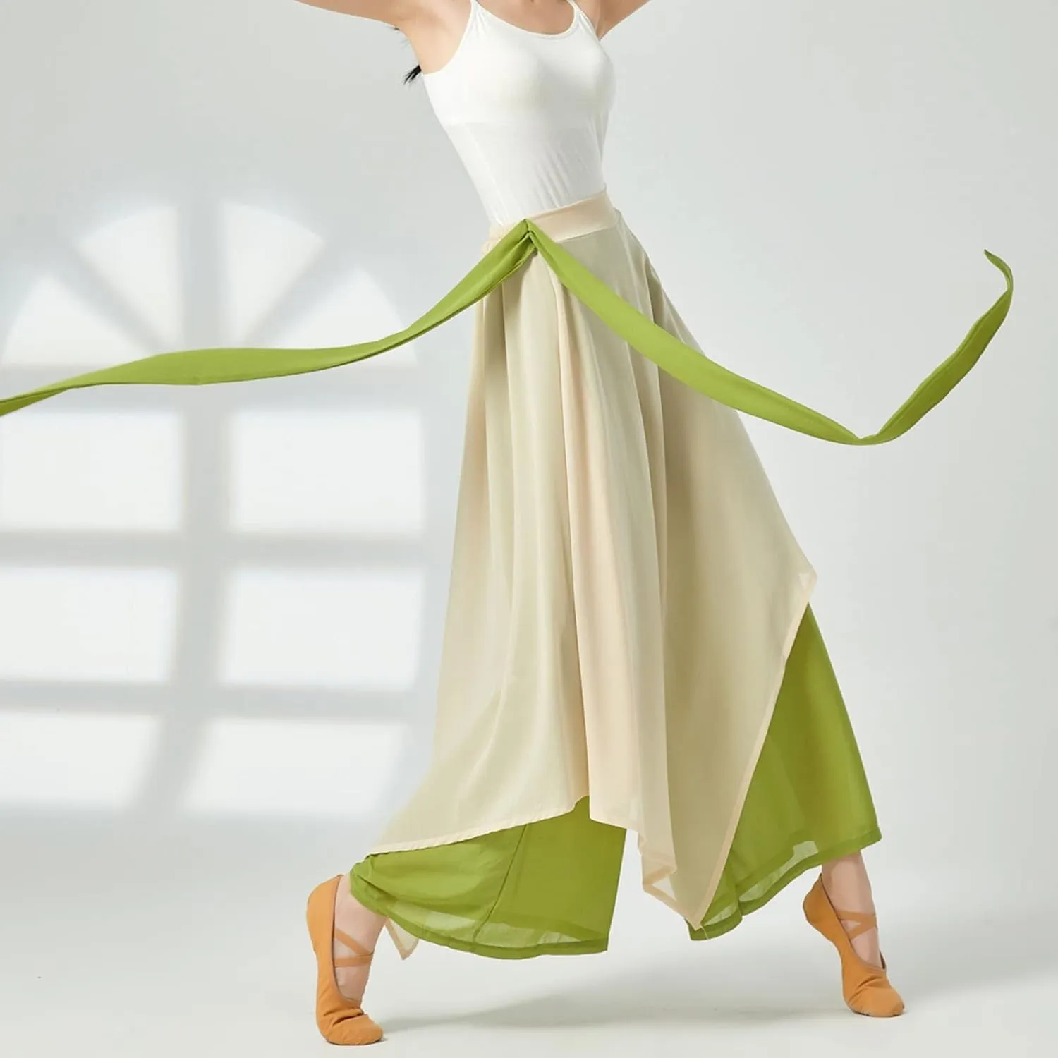 YOLAI Women Linen Palazzo Pants Flowy Boho Wide Leg High Waist Long Pants Casual Lounge Pant Trousers with Pockets