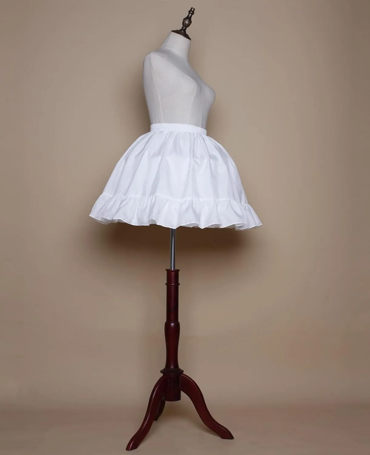 YULUOSHA Women Girls Crinoline Short Petticoat 2 Hoops Victorian Skirt Ball Gown Elastic Waist Underwear Half Slip Underskirt