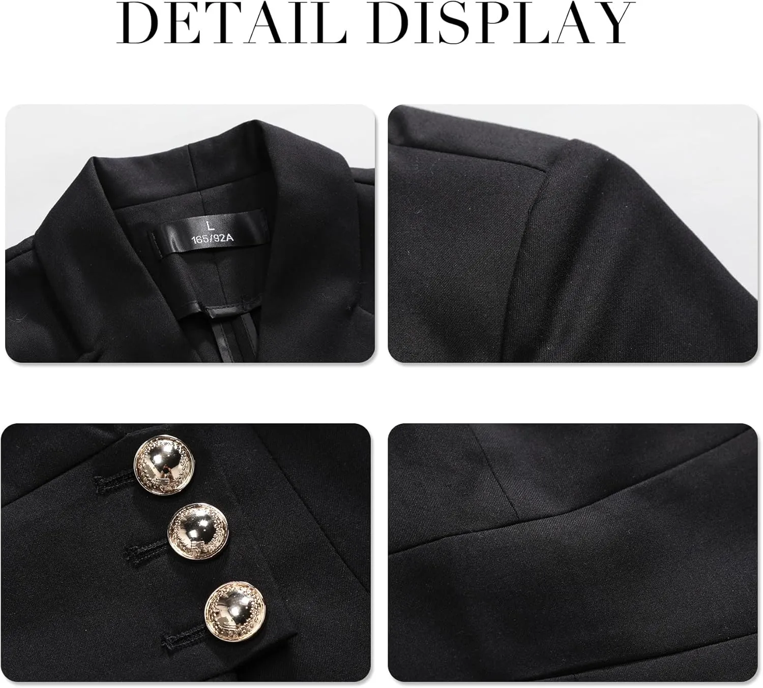YYNUDA Women's Business Suit Set Formal Short Sleeve Double Breasted Solid Color Blazer Pantsuit