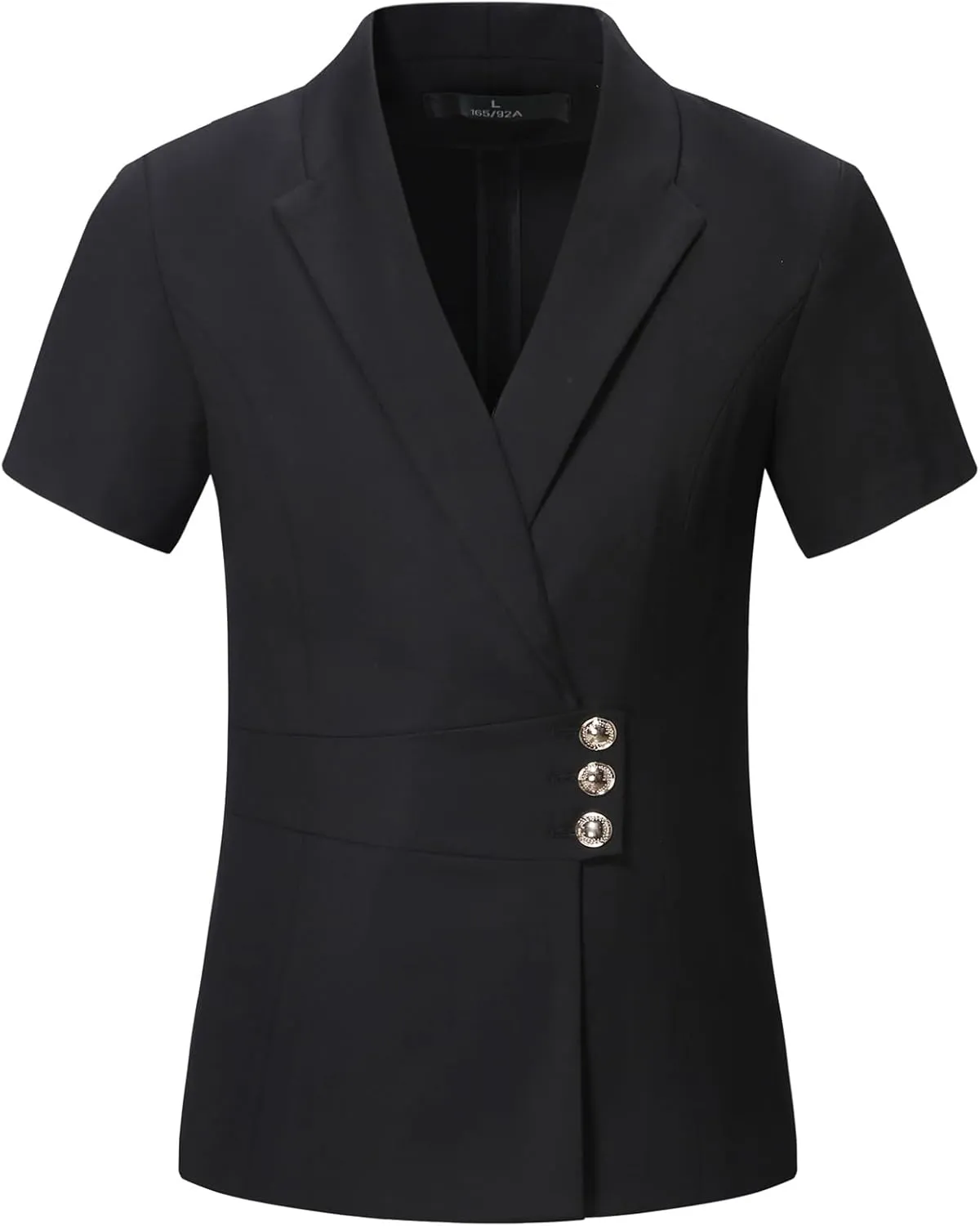 YYNUDA Women's Business Suit Set Formal Short Sleeve Double Breasted Solid Color Blazer Pantsuit