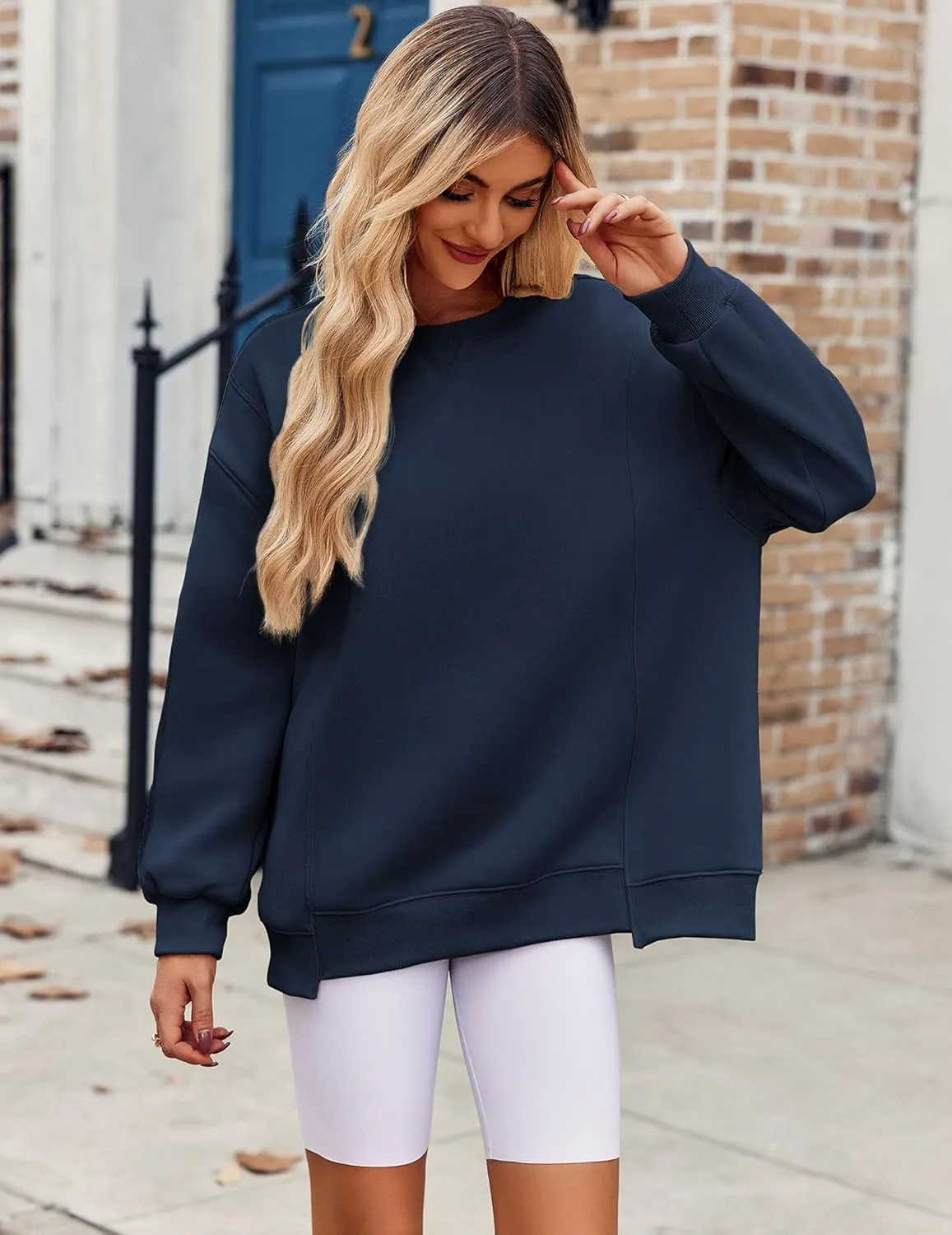 Zeagoo Womens Sweatshirt Long Sleeve Color Block Fleece Hoodies Fall Casual Crewneck Pullover Tunic Tops 2024