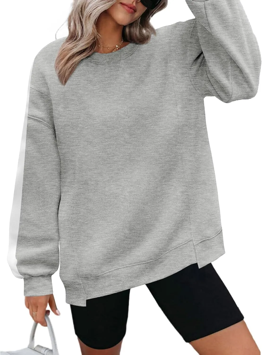 Zeagoo Womens Sweatshirt Long Sleeve Color Block Fleece Hoodies Fall Casual Crewneck Pullover Tunic Tops 2024