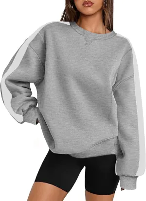 Zeagoo Womens Sweatshirt Long Sleeve Color Block Fleece Hoodies Fall Casual Crewneck Pullover Tunic Tops 2024