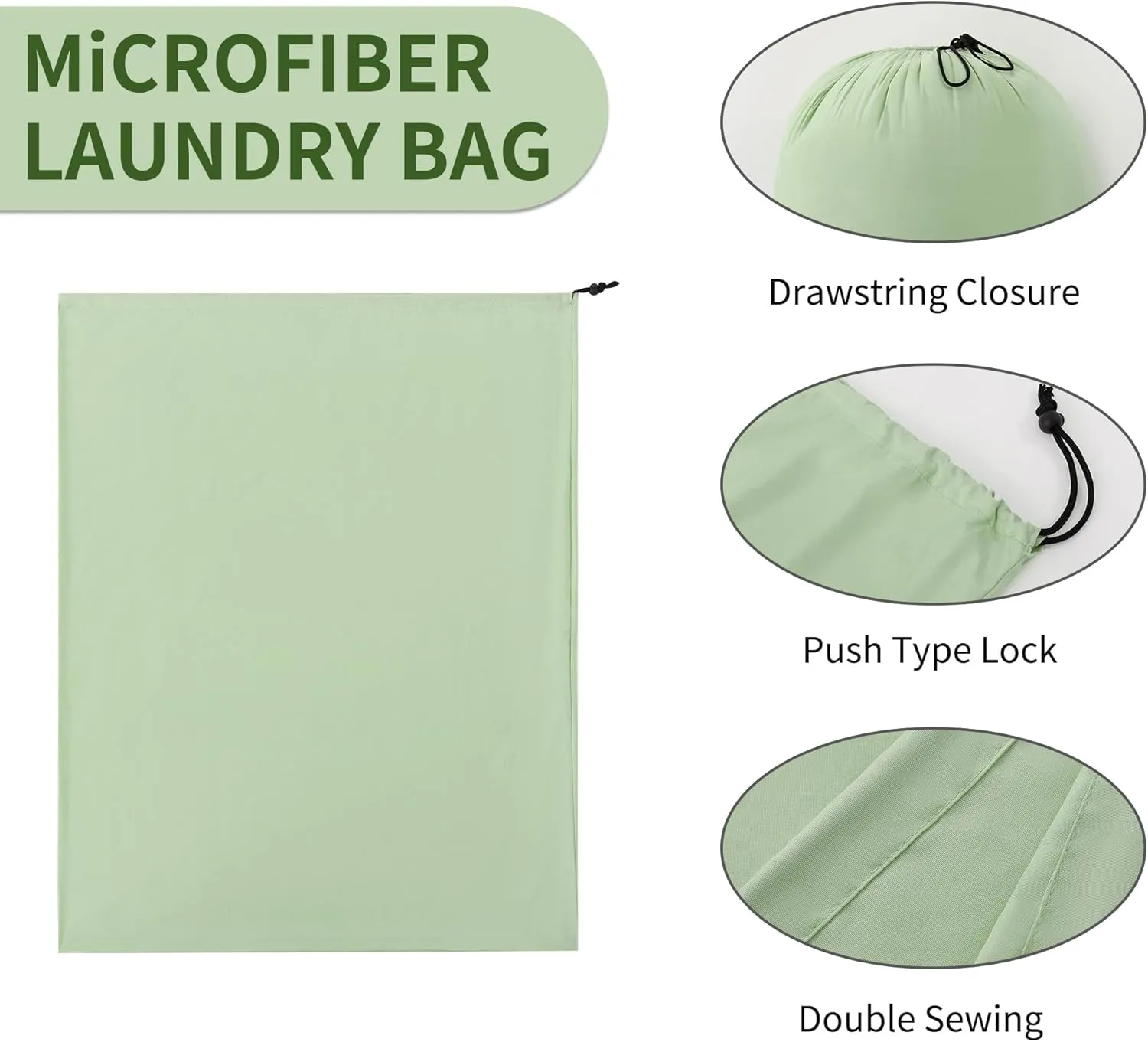 ZPECC Travel Laundry Bag 12 Pack,Bulk Extra Large Heavy Duty Bags, Durable Dirty Clothes Organizer With Drawstring, Fit a Basket or Hamper (40" X 30",Sage Green)