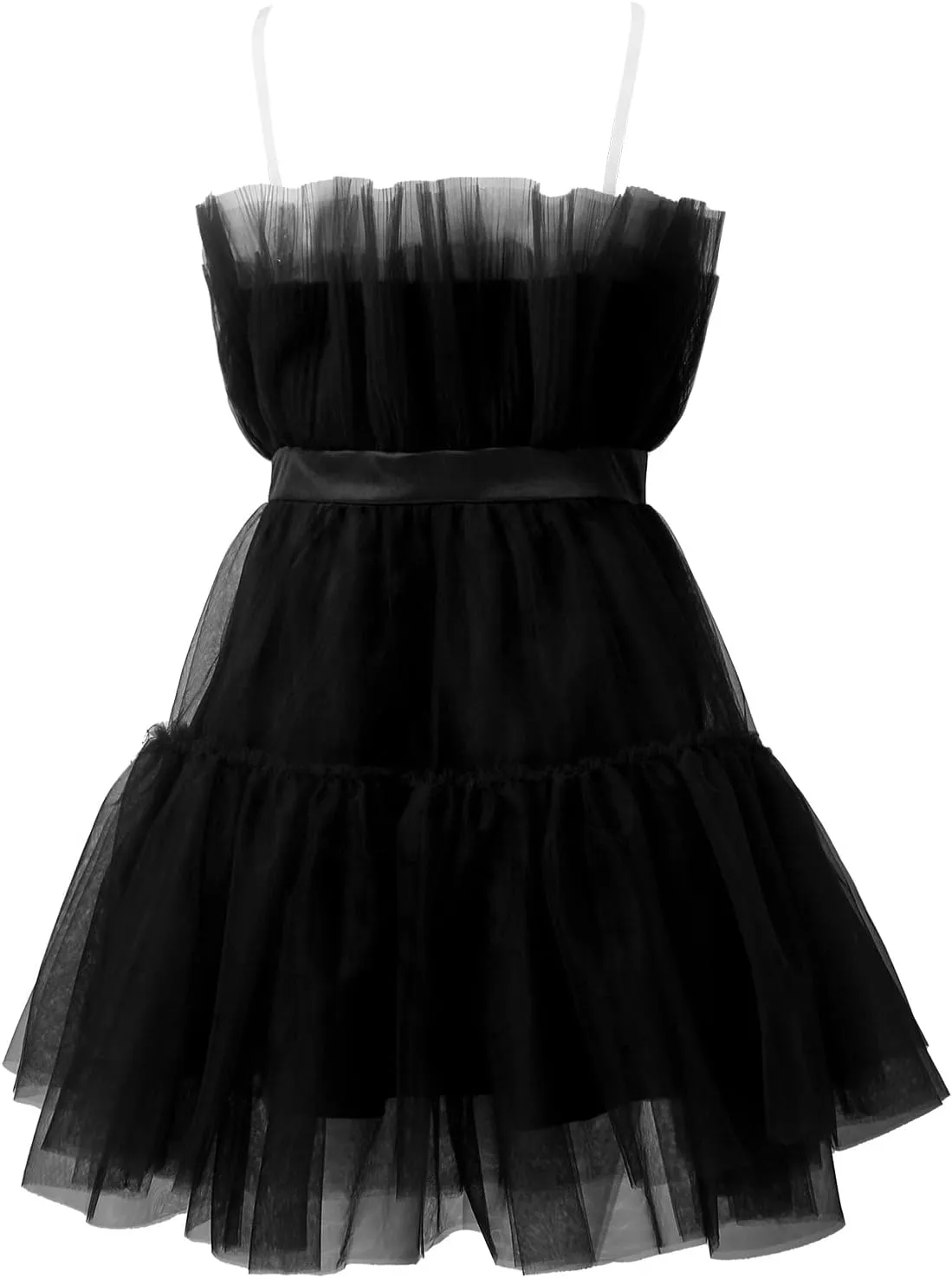 ZYXTIM Tube Tulle Mini Dress Women Sexy Off Shoulder Ruffle Tutu Dress Cocktail Party Birthday Fairy Dresses Evening Gown