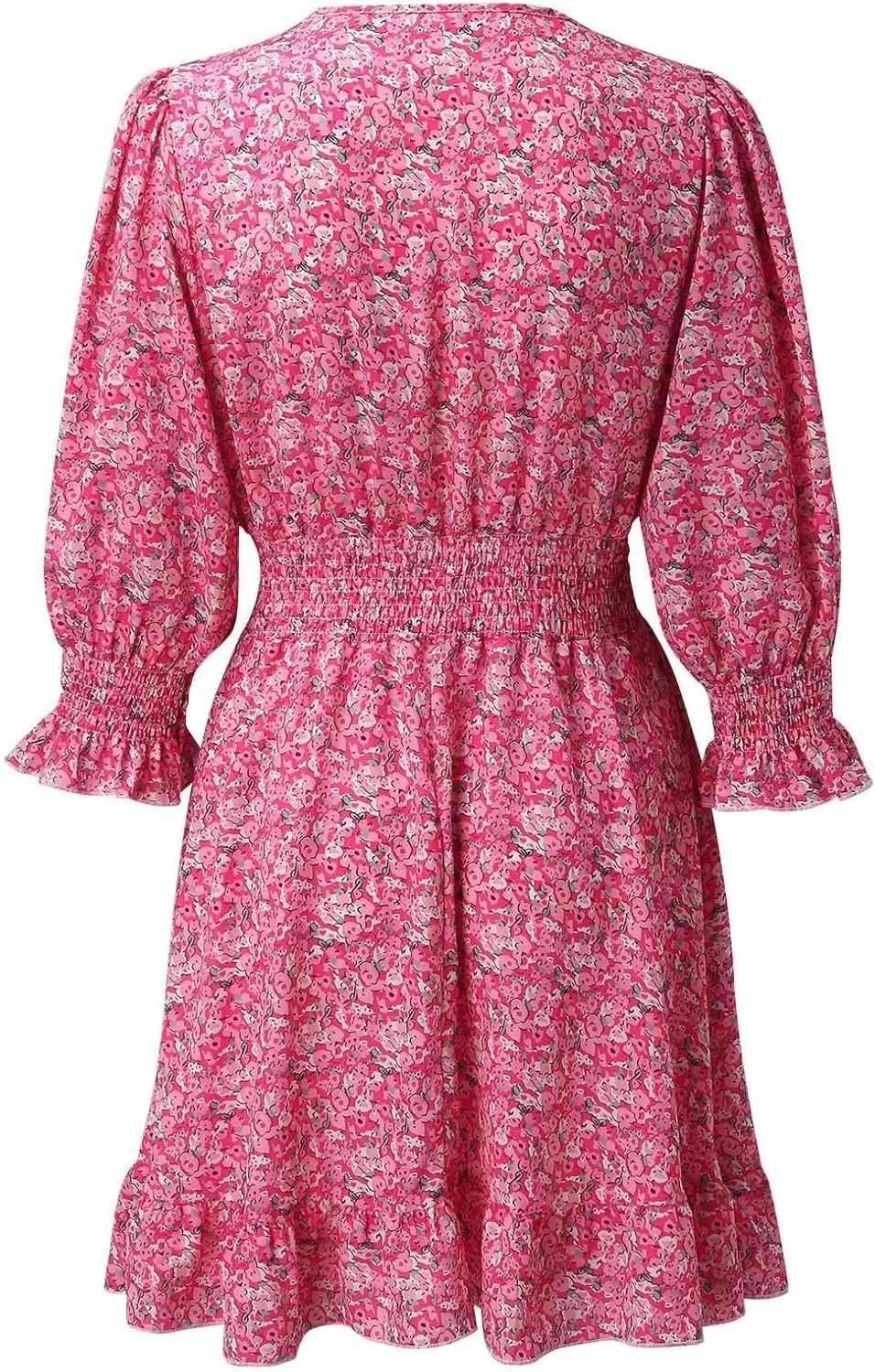ZYXTIM Women's 2023 Summer Swing Dress Elegant Deep V Neck Floral Half Sleeve Ruffle Layer A-Line Short Dress Beach Sundress